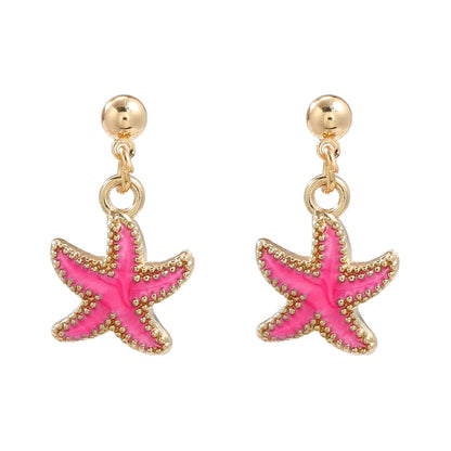 Beach Ocean Style Alloy Dripping Starfish Female Trendy Light Earrings