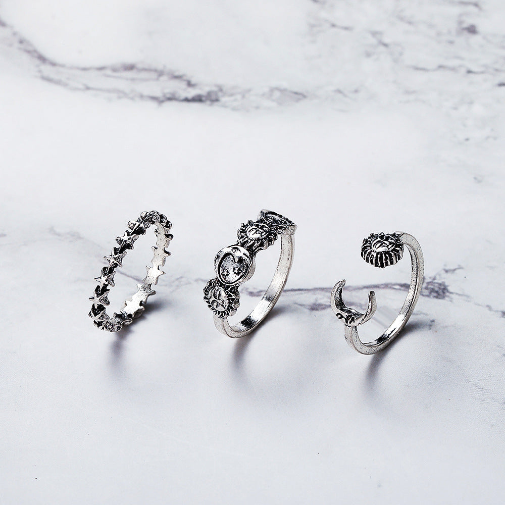 Knuckle Creative Retro Star Moon Pieces Rings