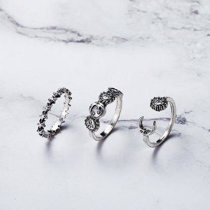 Knuckle Creative Retro Star Moon Pieces Rings