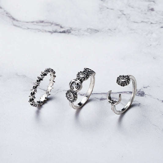 Knuckle Creative Retro Star Moon Pieces Rings