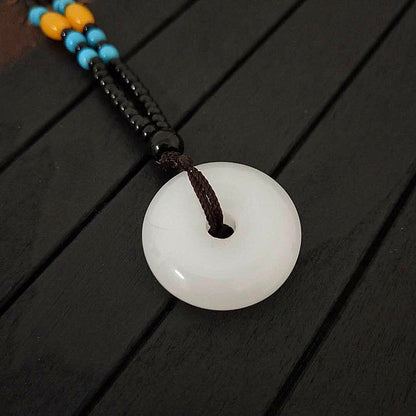 Imitation Jade Peace Buckle Sweater Chain Pendants