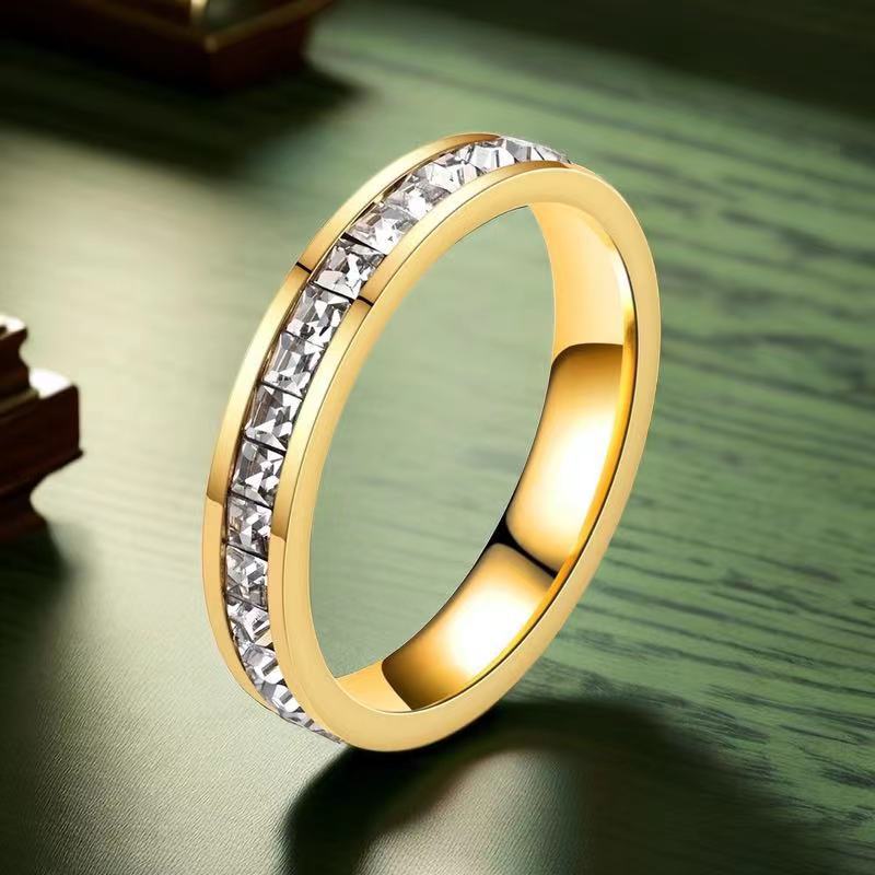 Women's Steel Titanium Single Row Diamond Starry Rings