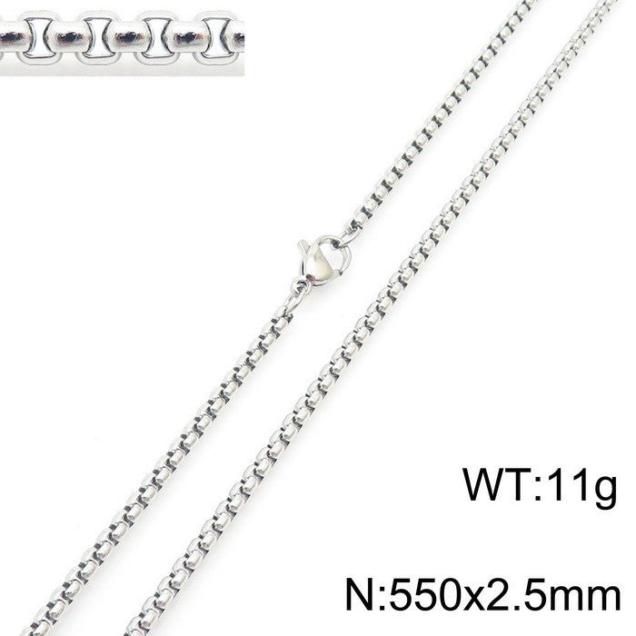 Women's & Men's Stainless Steel Square Pearl Chain Titanium Card Necklaces