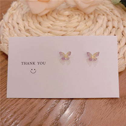 Sterling Sier Needle Three-dimensional Butterfly Suit Combination Simple Earrings