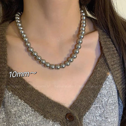 Fashionable Simple Gray Pearl Retro Affordable Necklaces