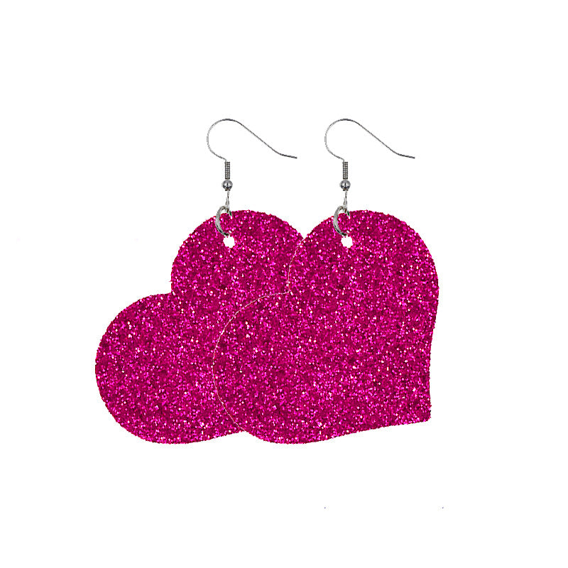 Leather Valentine's Day Love Shape Plaid Earrings