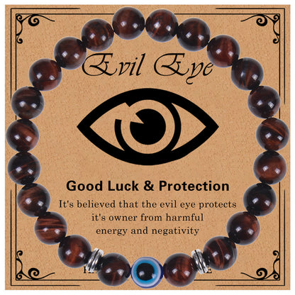 Evil Eye Natural Tigereye Devil Beaded Bracelets