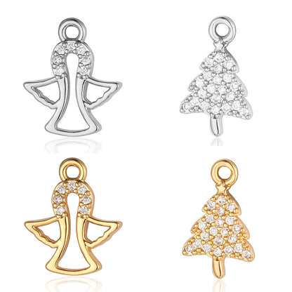 Copper Zircon Flower Angel Ornament Accessories Pendants