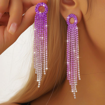 Long Fringe Street Shot Bridal Wedding Dinner Earrings