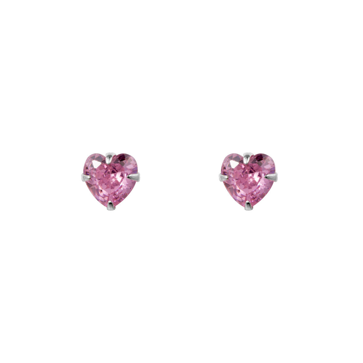 Heart In Sterling Sier Pink Diamond Earrings