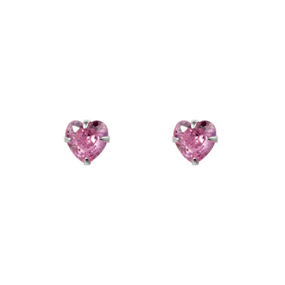 Heart In Sterling Sier Pink Diamond Earrings