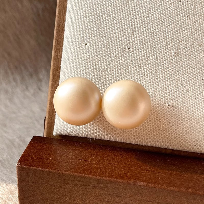 Women's Bread Beads Frosted Texture Pearl Temperamental Earrings