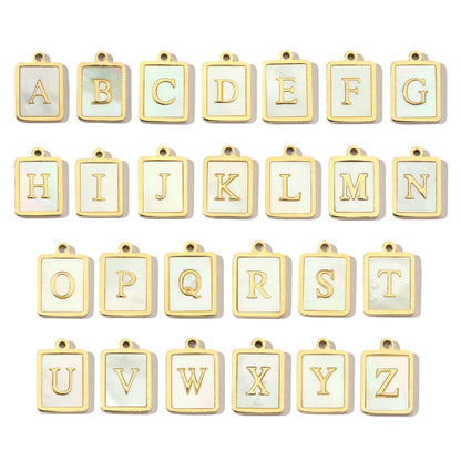 Real Gold Letters Stainless Steel Shell Pendants