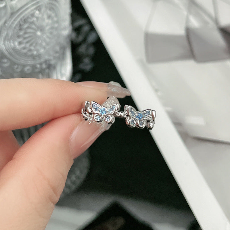 Zircon Butterfly Female Cold Style Sweet Cool Light Luxury Rings