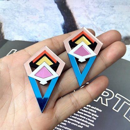 Mirror Stereo Geometric Ear Fashion Exaggerated Earrings