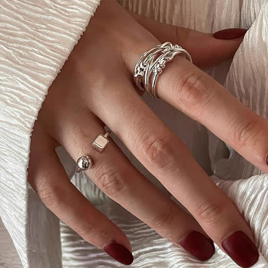 Niche Design Geometric Metal Winding Open Rings