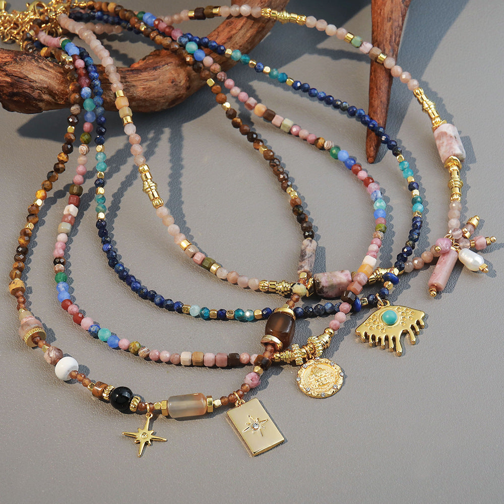 Colorful Natural Stone Bohemian Design High-grade Devil's Necklaces