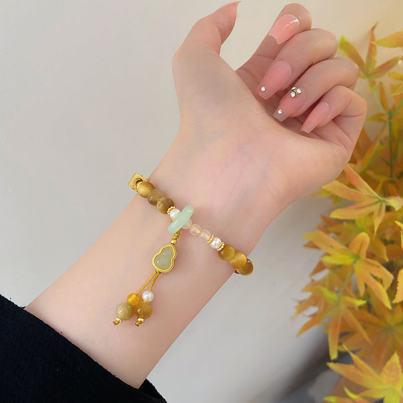 Mori Artistic Gold Tiger Stone Temperament Design Bracelets