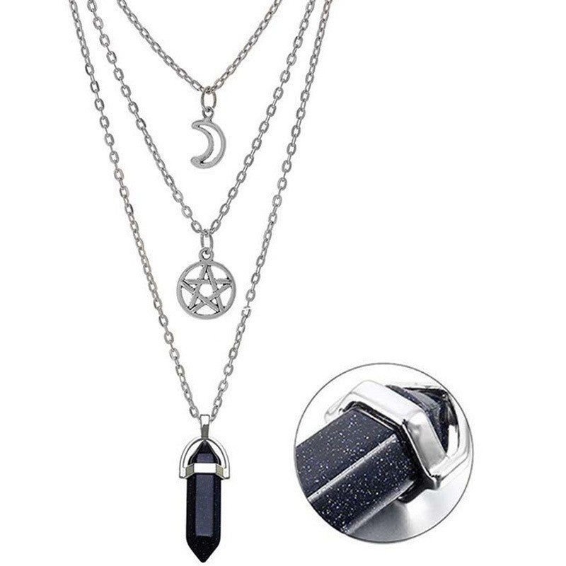 Women's Ornament Personalized Hexagon Prism Crystal Hollow Necklaces