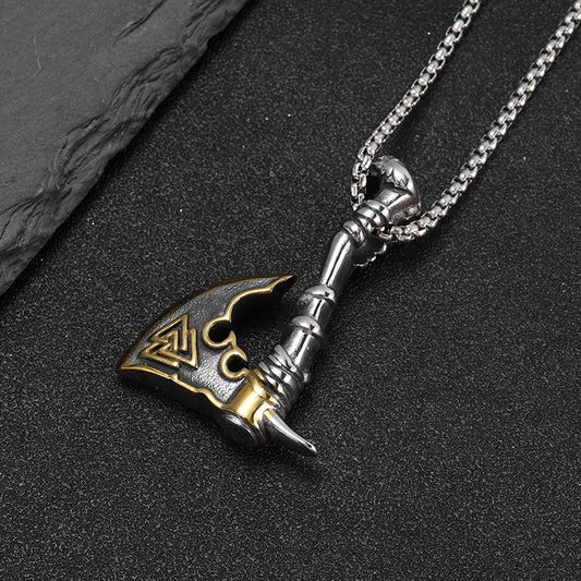 Men's Viking Stainless Steel Gold Plated Axe Pendants