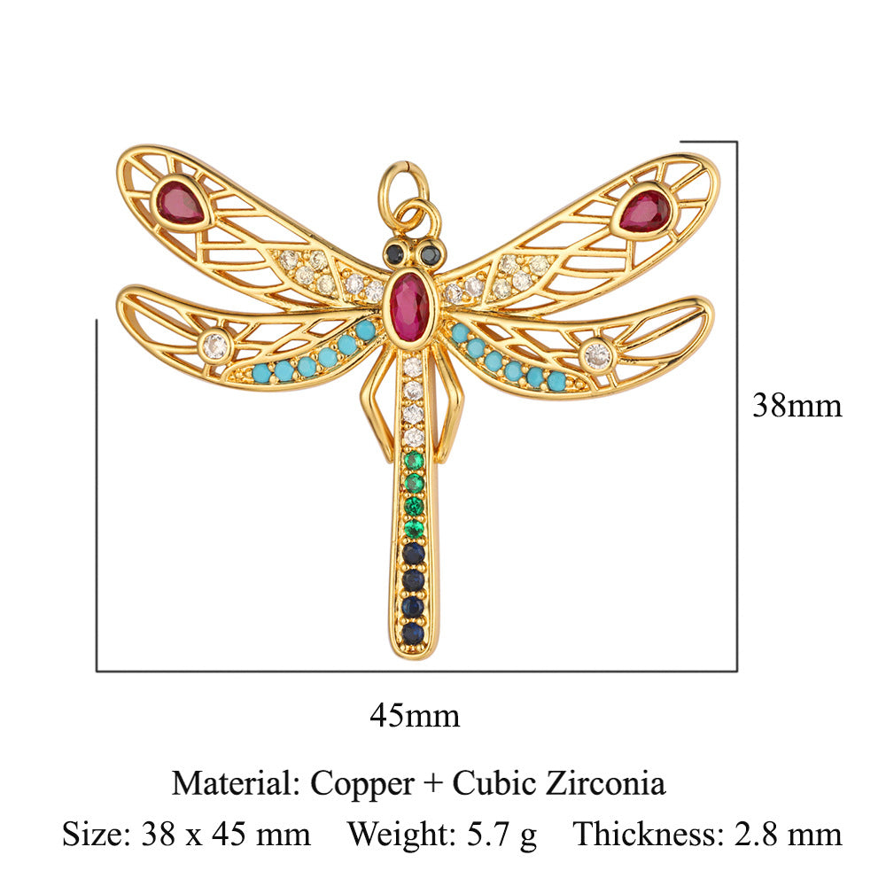 Luxury Devil's Eye Bear Copper Zircon Dragonfly Pendants