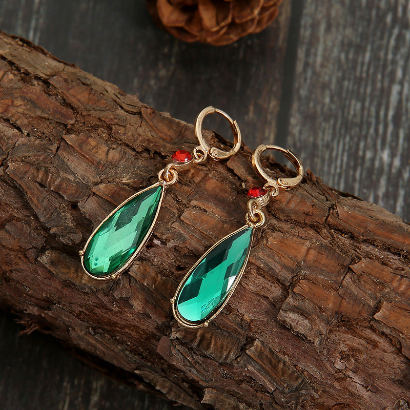 Mobile Castle Anime Peripheral Temperament Emerald Earrings