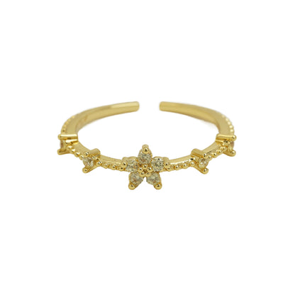 Women's Color Zirconium December Birthday Stone Little Flower Rings