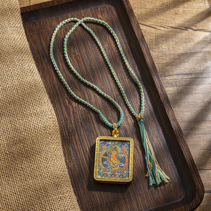 Tibetan Sweater Chain Hand Painted Alloy Pendants