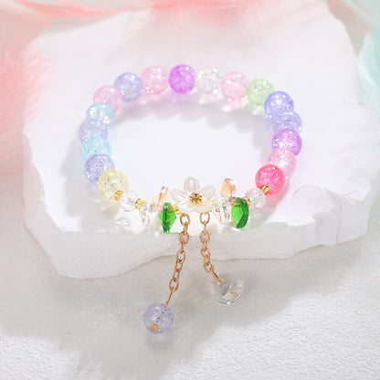 Camellia Little Daisy Crystal Girlfriends Color Glass Chipping Bracelets