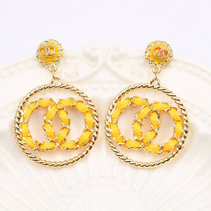 Circle Classic Style Double Long Digital Earrings