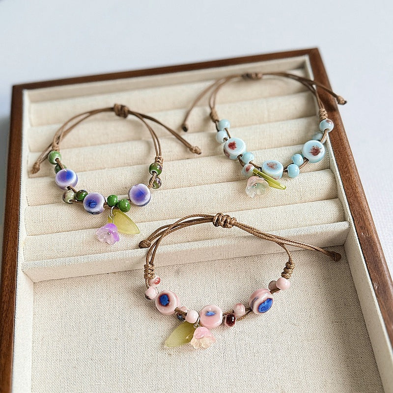 Hand-woven Chinese Fresh Simple Purple Flower Bracelets