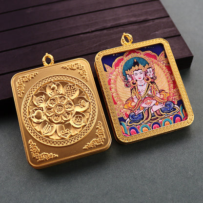 Gold Vajra Hand Painted Golden Outline Eight Patron Saints Pendants