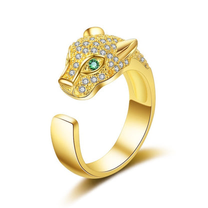 Fashion Popular Leopard Head Opening Design Rings