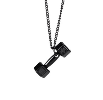 Men's Style Fashion Fitness Lettering Dumbbell Power Necklaces