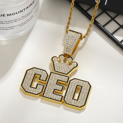 Men's Splendid Diamond Crown Letters For Cuban Necklaces