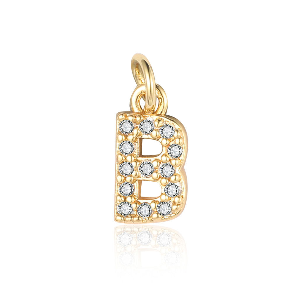 English Letters Copper Zircon Ornaments Accessories Yellow Gold Pendants