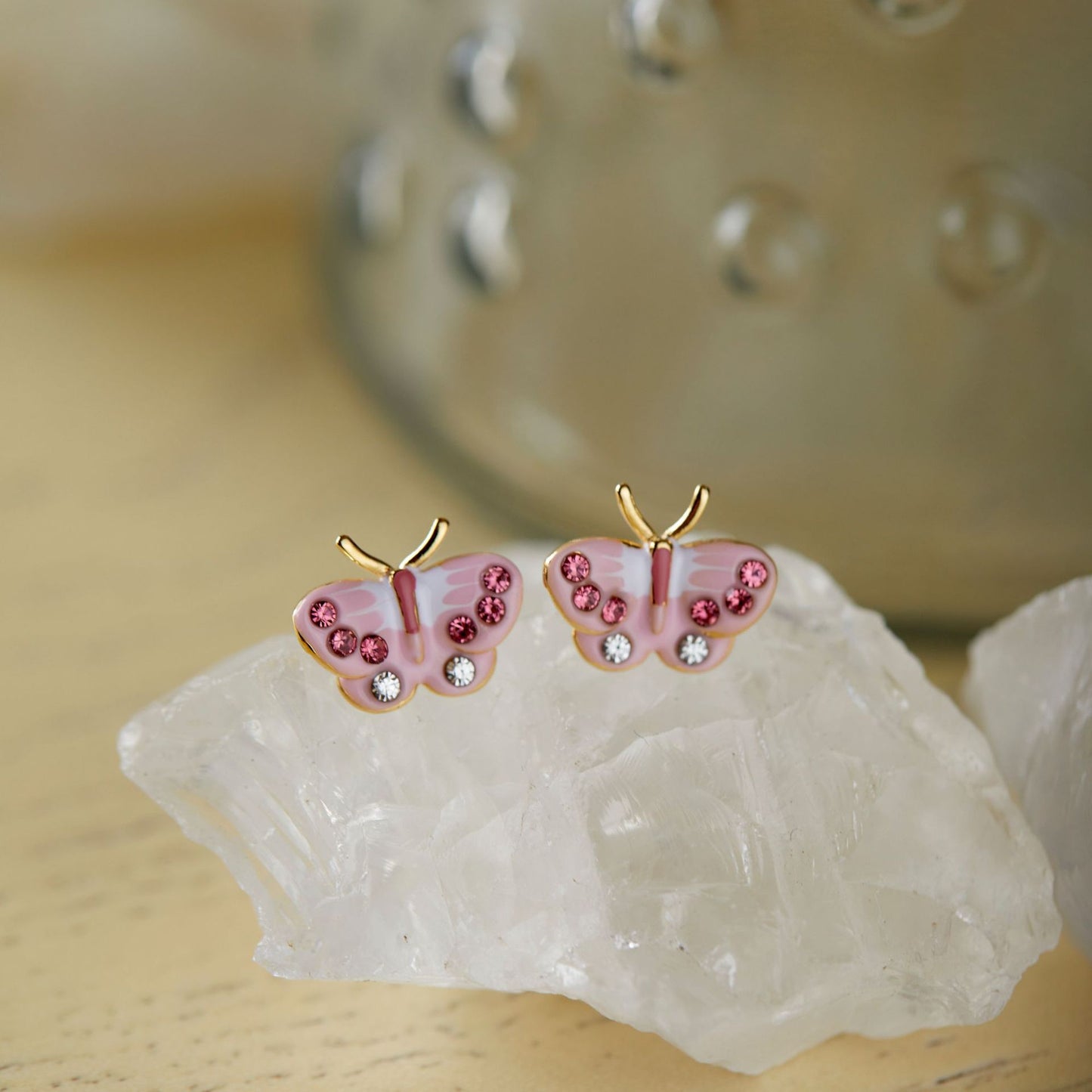 Summer Sweet Pink Small Butterfly Female Earrings