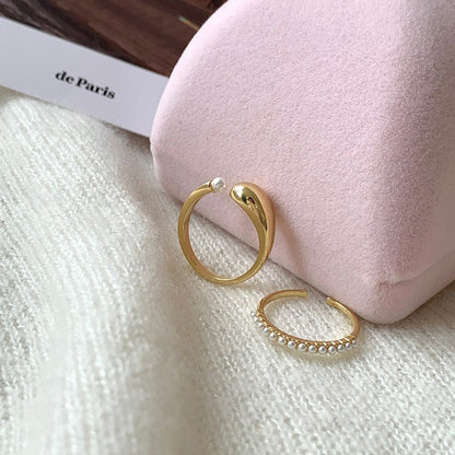Electroplated Freshwater Pearl Zircon Stitching Butterfly Exquisite Rings