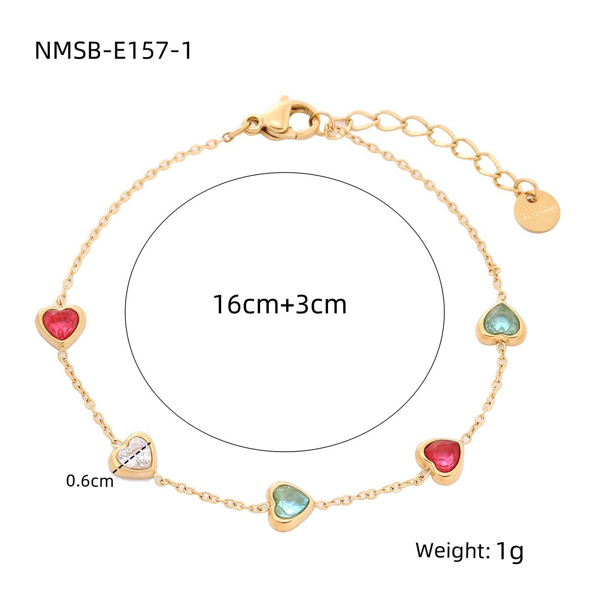 Women's Loving Heart Zircon Stainless Steel Design Bracelets