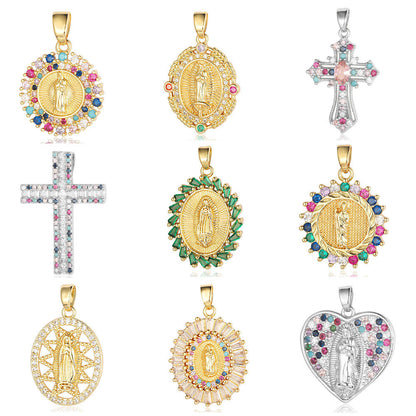 Cross Color Zirconium Copper Zircon Ornament Pendants