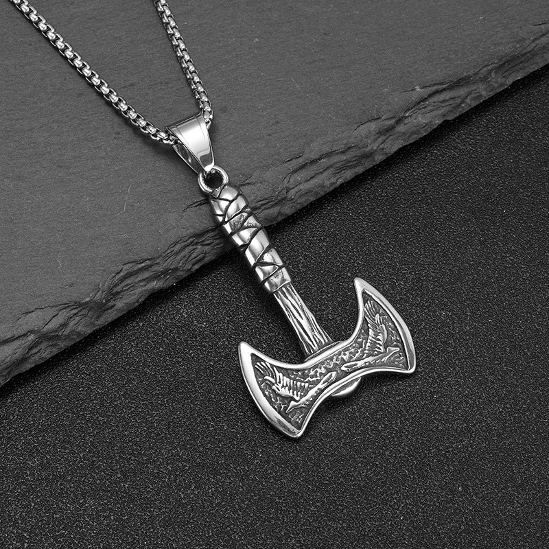 Men's Nordic Viking Double-headed Axe Titanium Steel Hip Hop Fashion Pendants