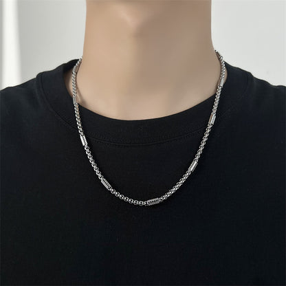 Simple Square Pearl Cylinder Titanium Steel Boys Trendy Necklaces