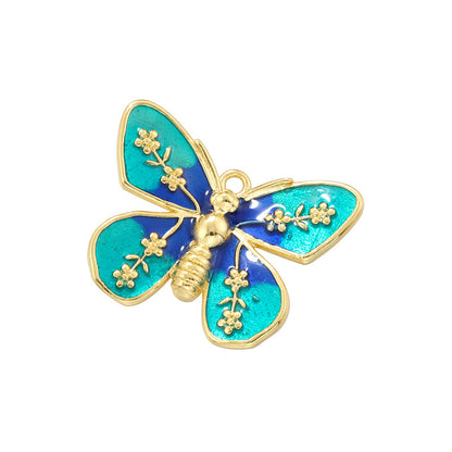 Colorful Oil Dripping Butterfly Cute Wild Two-color Pendants