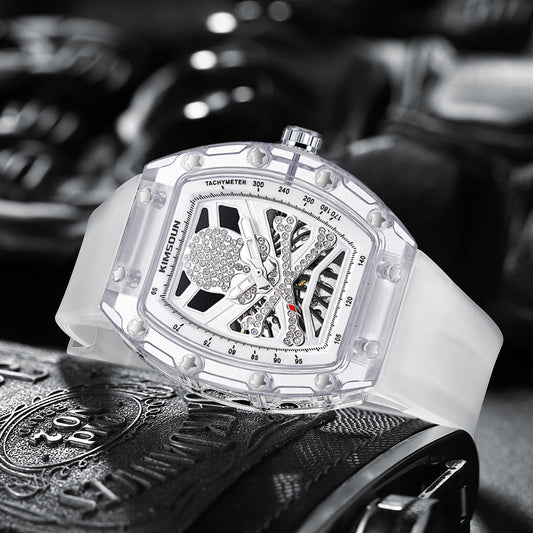 Men's Transparent Barrel-shaped Skull Hollow Automatic Watch Mechanical Watches