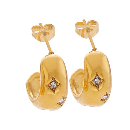 Twist Round Diamond Woven Wheat Ear Earrings
