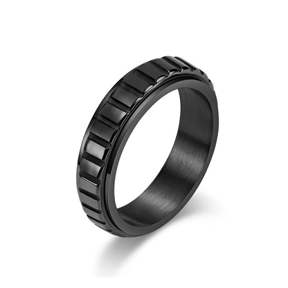 Women's & Men's Unisex Style Rotatable Lattice Titanium Steel Cold Rings
