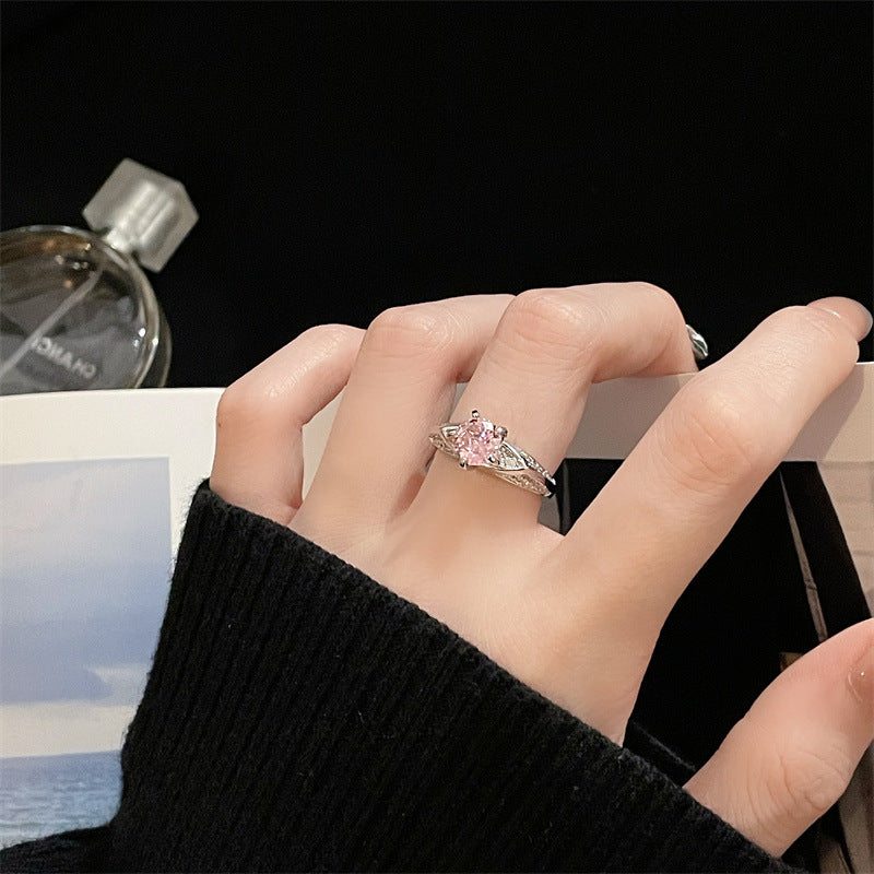 Pink Zircon Series Sweet Super Shiny Rings