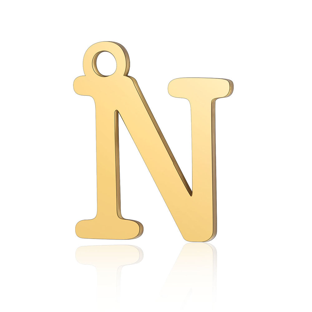 Titanium Steel Letter Gold Capital English Pendants