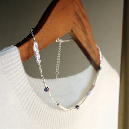 Of Sier Shaped Freshwater Pearl Bar Necklaces