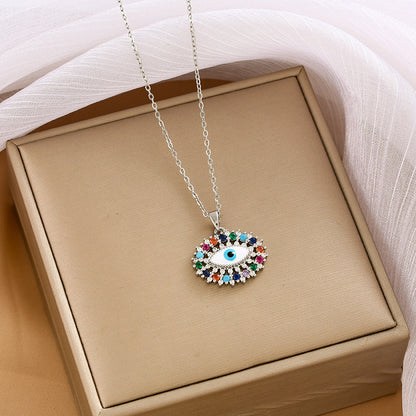 Steel Female Devil's Eye Niche Light Necklaces